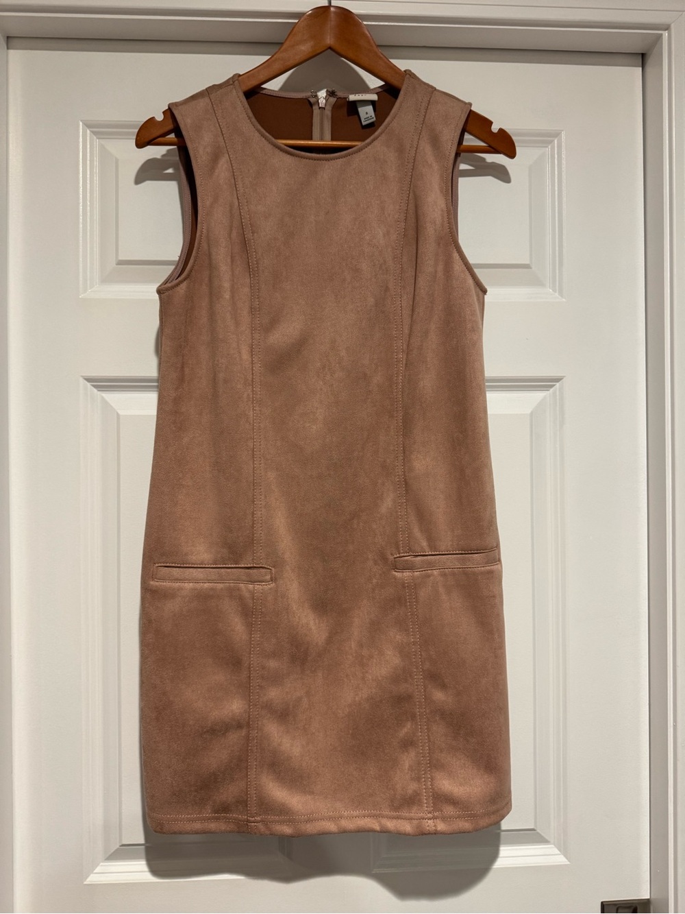 A New Day Sleeveless Suede-Look Shift Dress in Dusty Rose